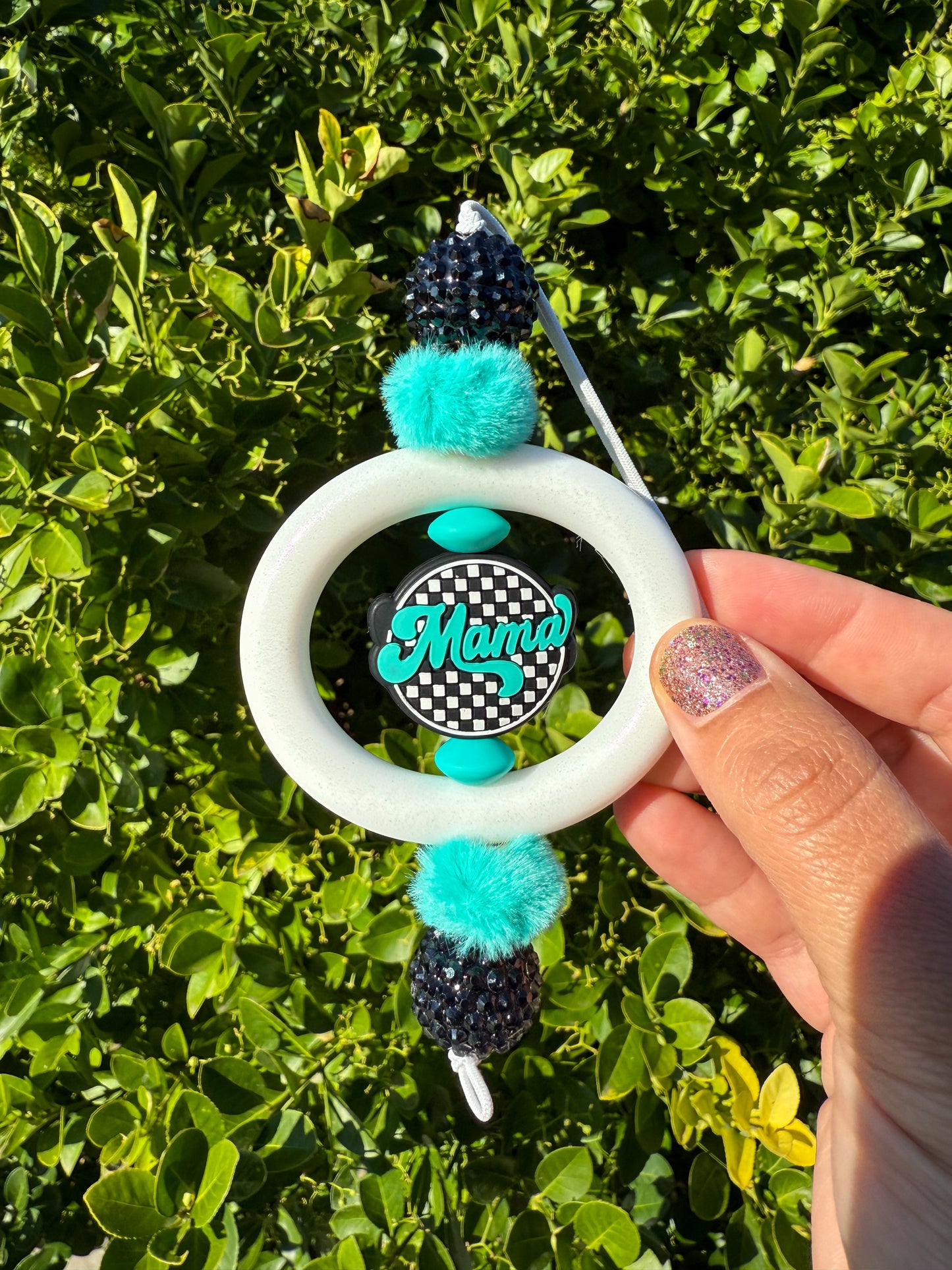 Checkered Mama Car Charm