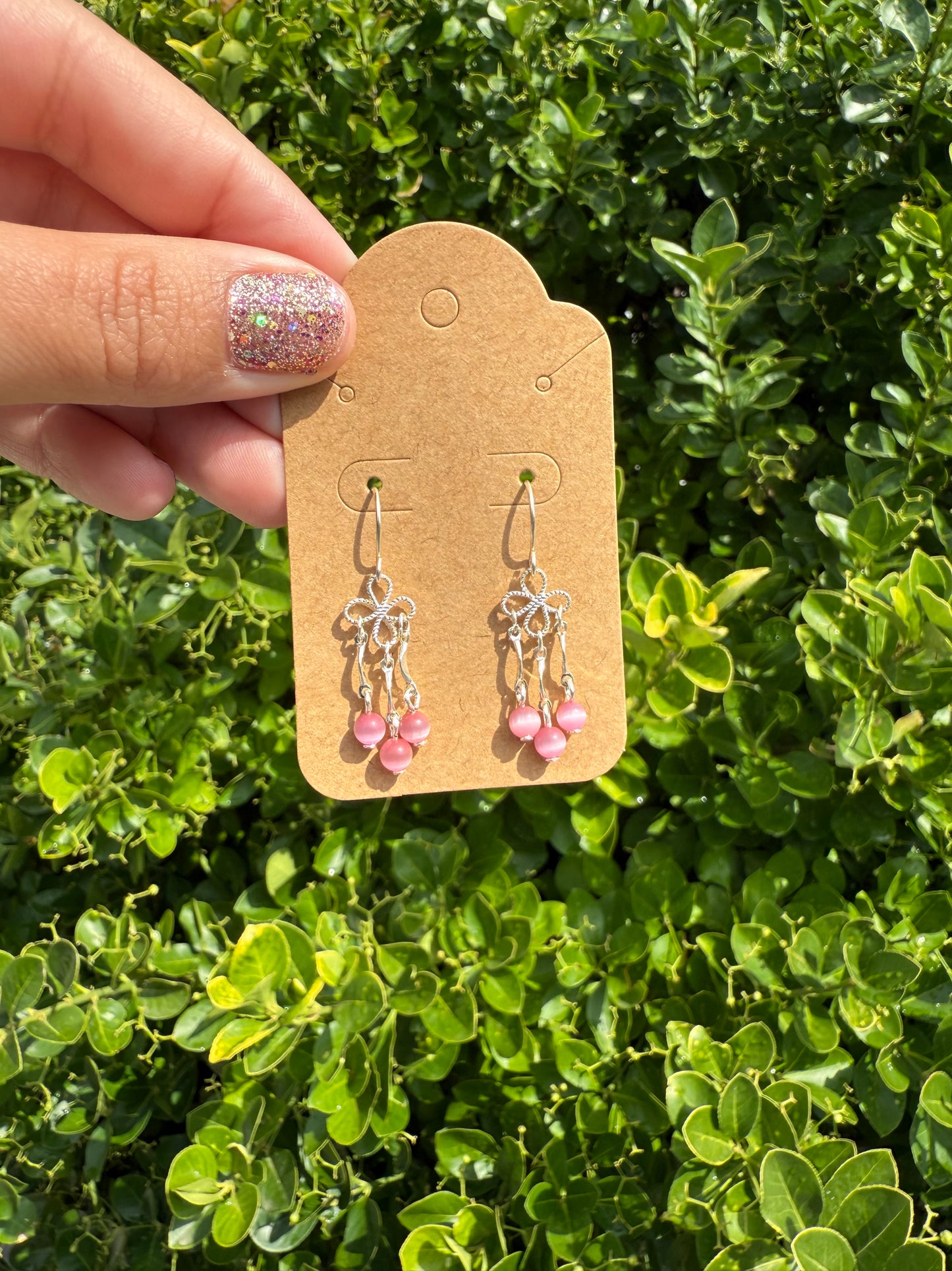 Pink Pearl Dangle Earrings