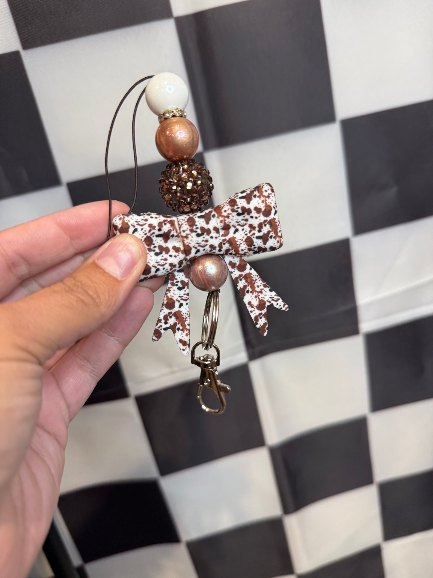 Cow Print Car Charm - Brown