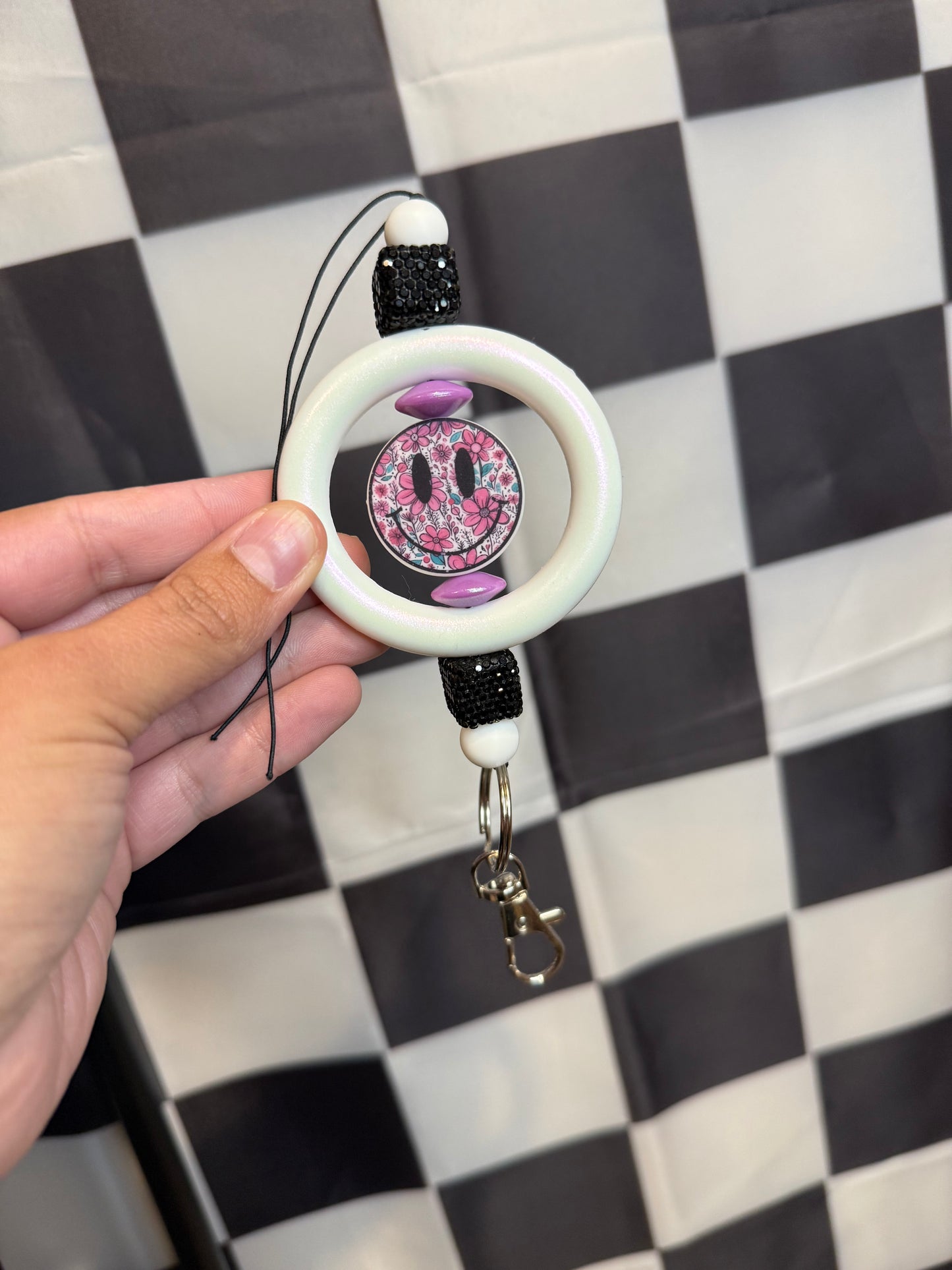 Floral Happy Face Car Charm
