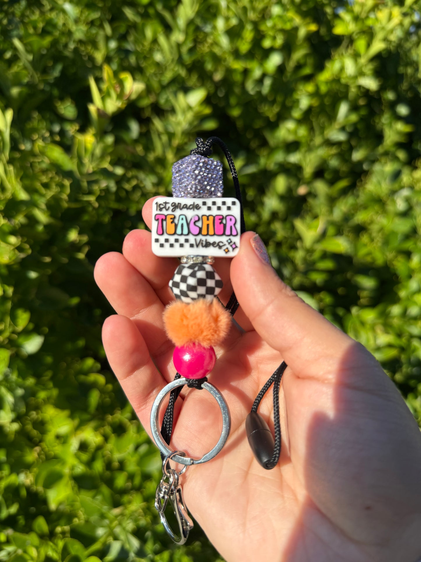 Checkered Teacher Lanyard