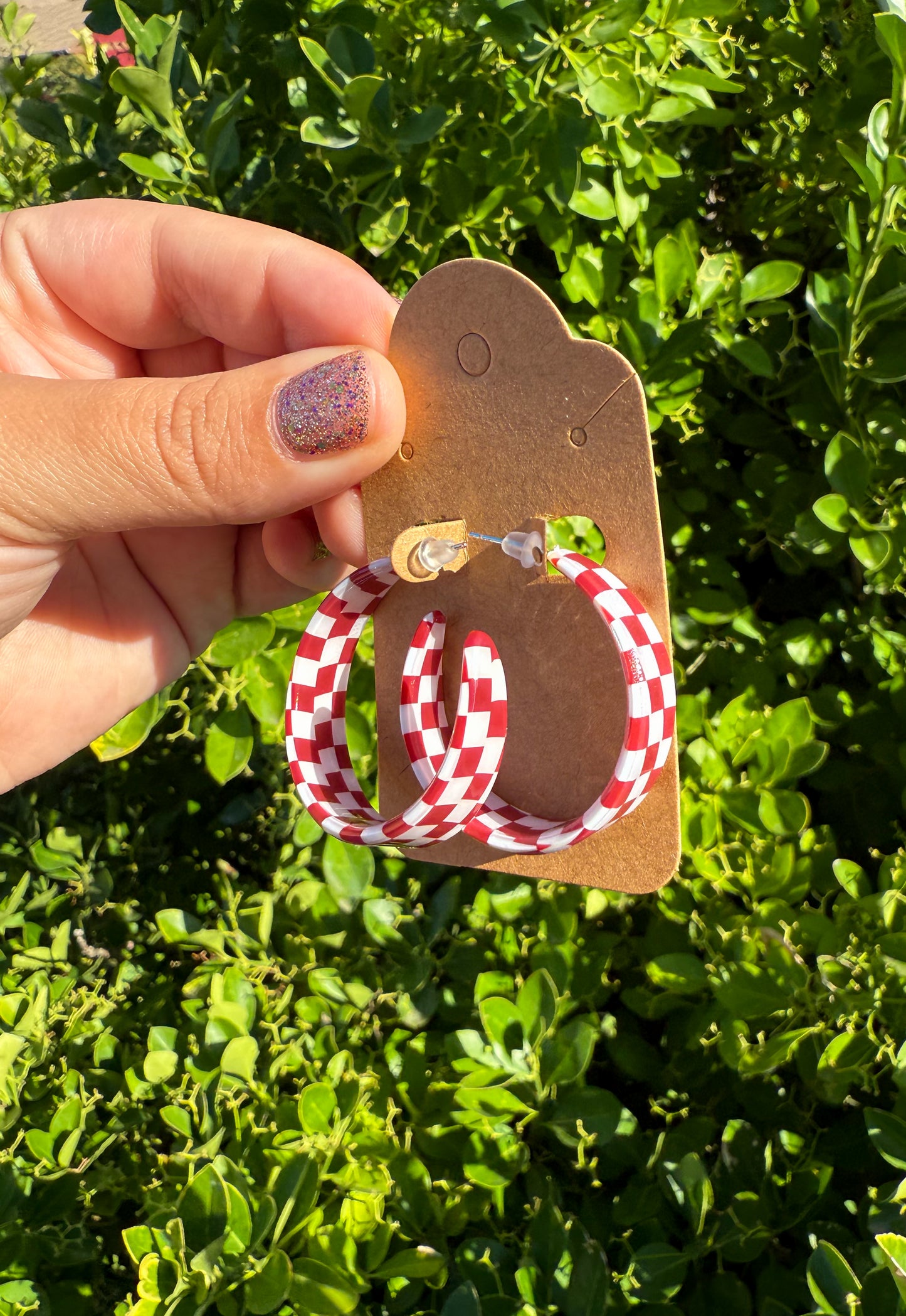 Checkered Hoop Earrings