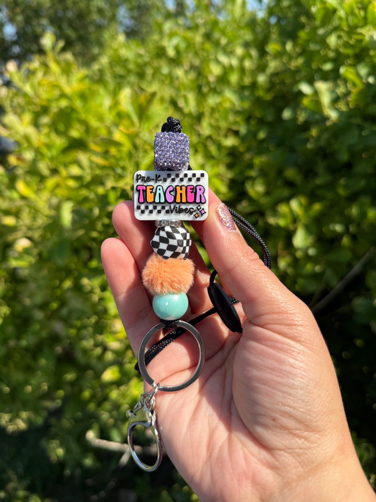 Checkered Teacher Lanyard