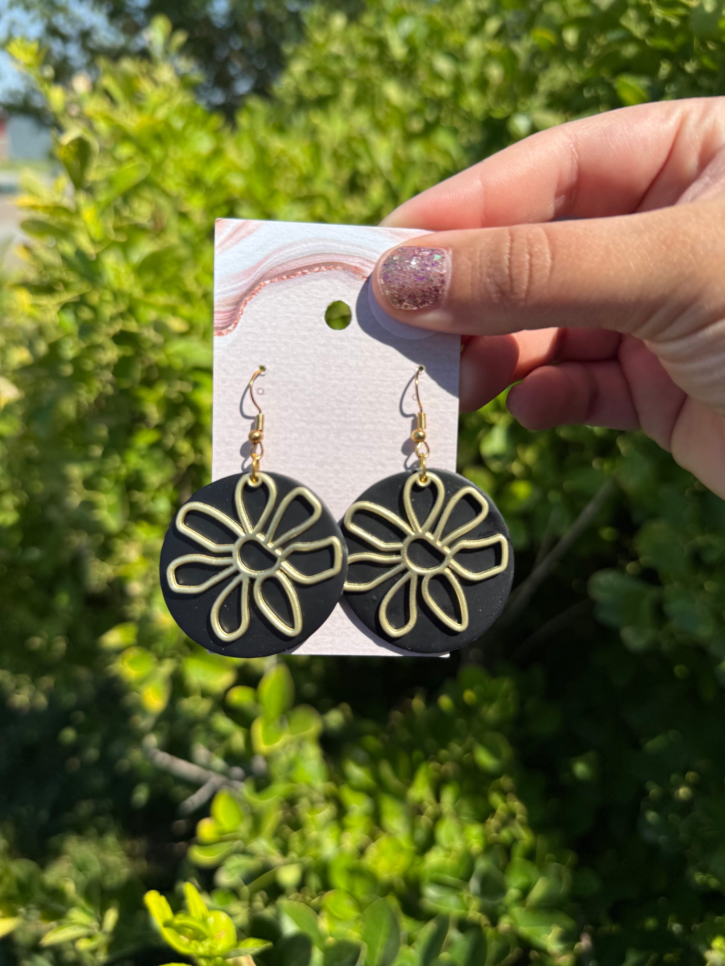Flower Earrings - Black