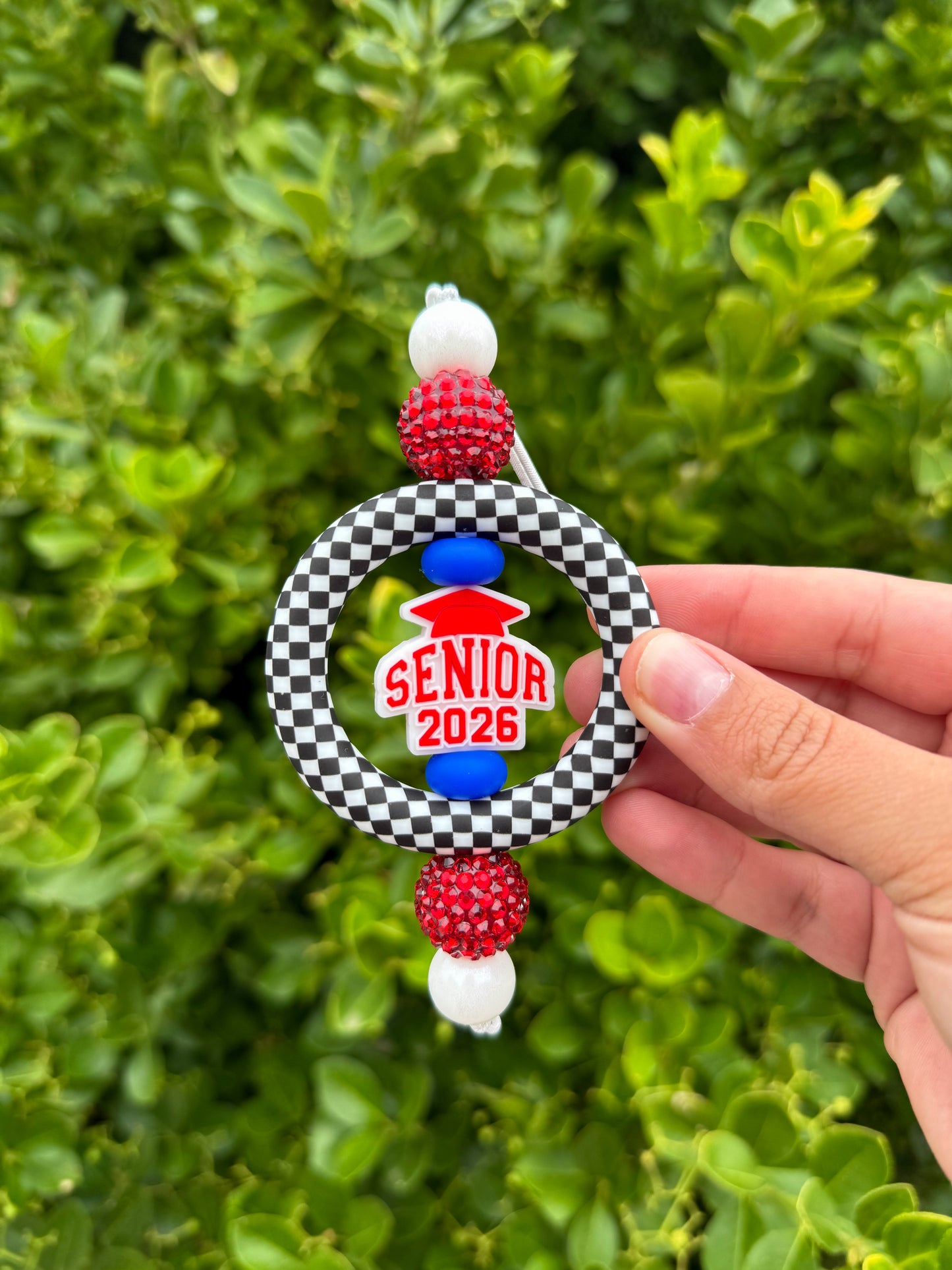 Checkered Senior Car Charm