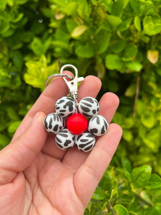 Flower Keychain - Cowprint