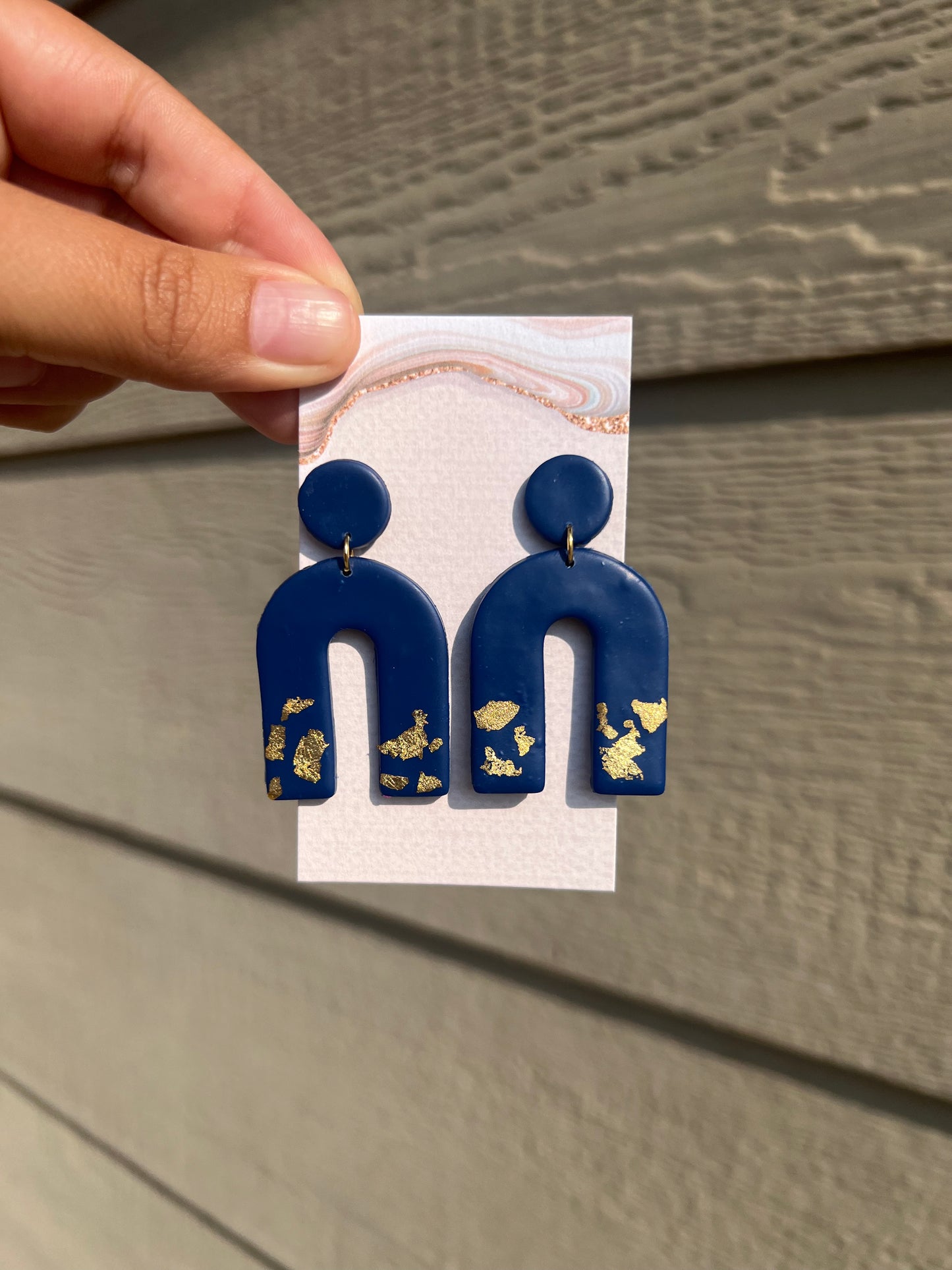 Jensen Earrings - Navy/Gold