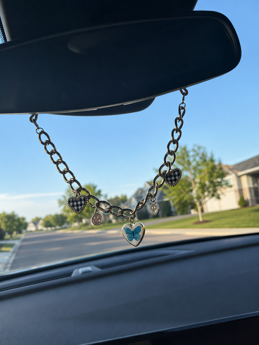 Blue Butterfly Hanger Car Charms