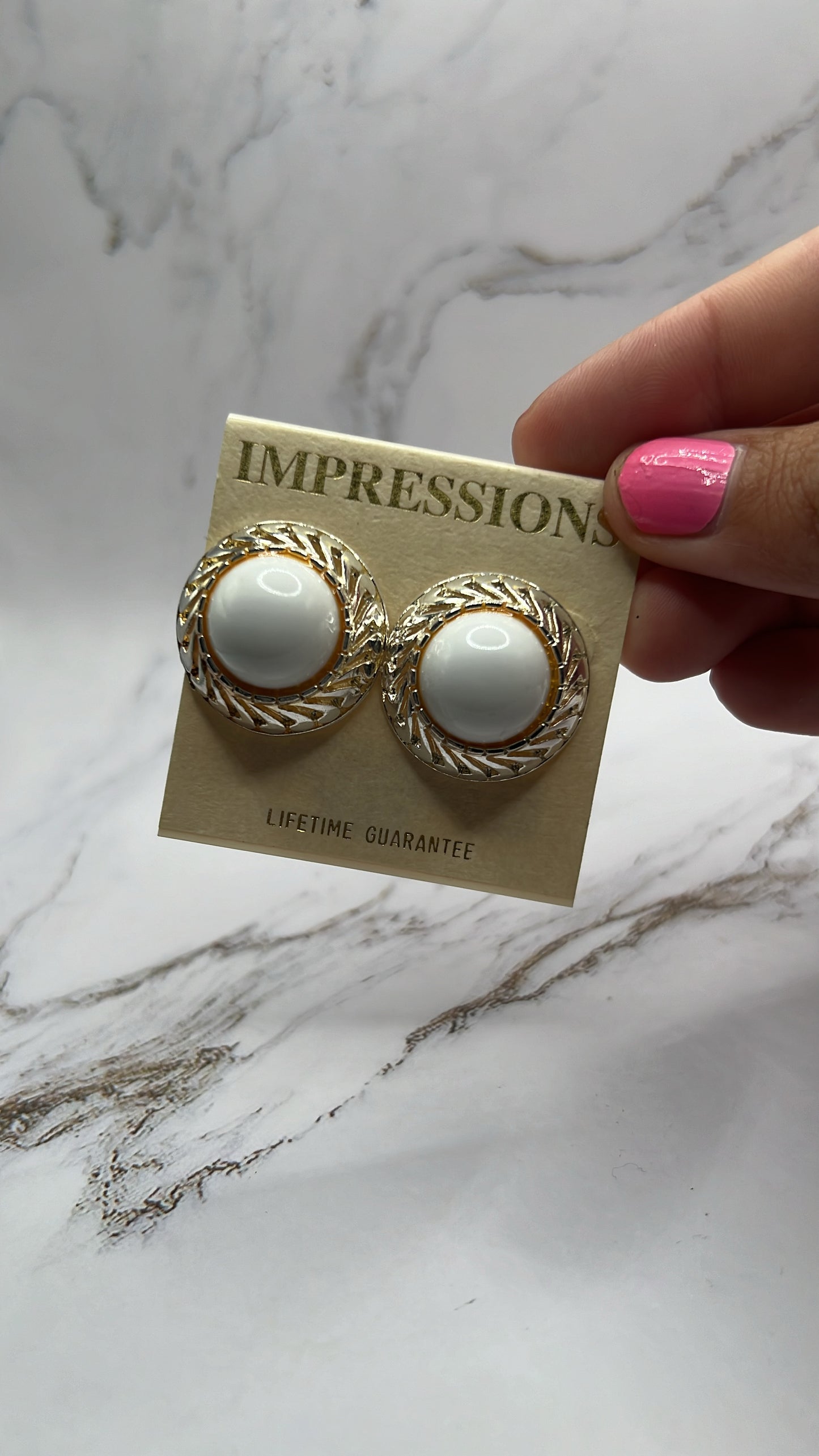 White Circle Studs Impressions