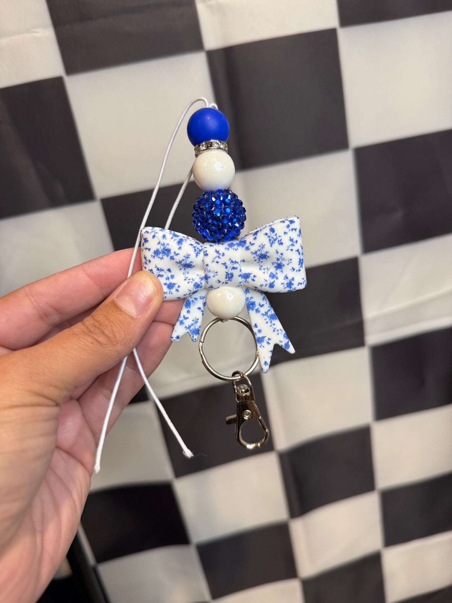 Blue Floral Car Charm
