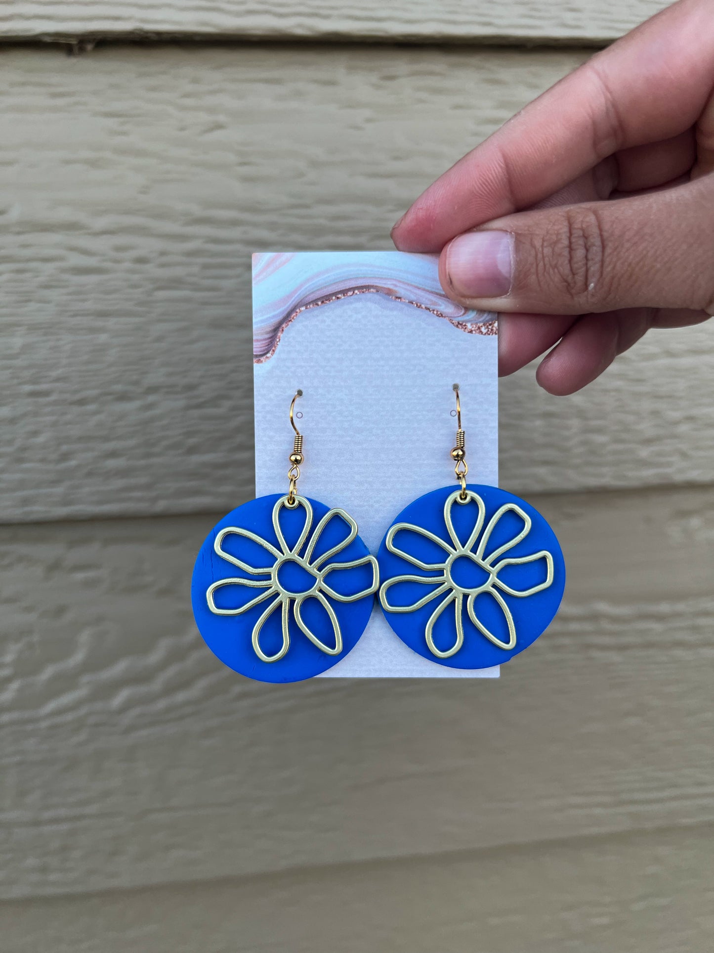 Flower Earrings - Royal Blue