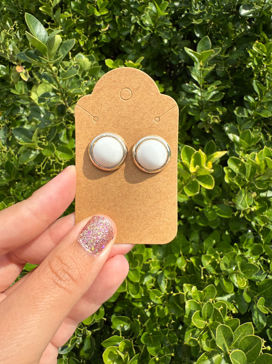 White Circle Studs