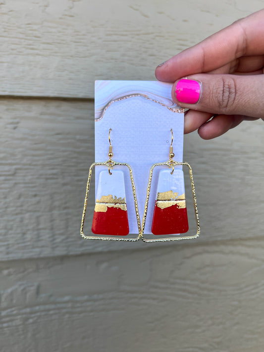 Millie Earrings - Red/Gold