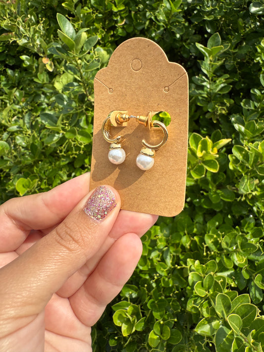 Small Pearl Hoops