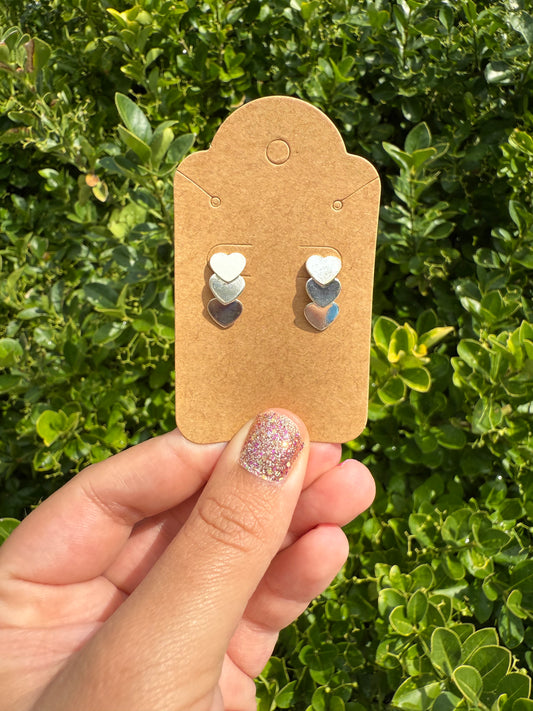 Three Heart Earrings