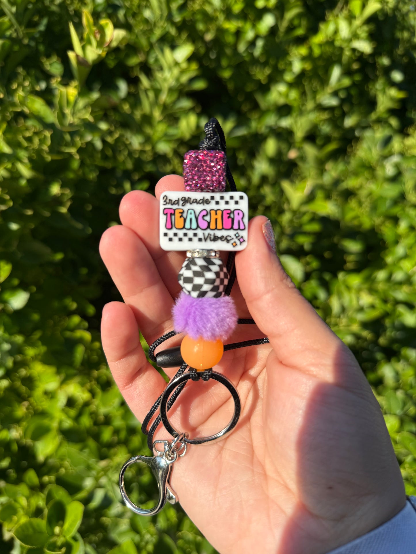 Checkered Teacher Lanyard