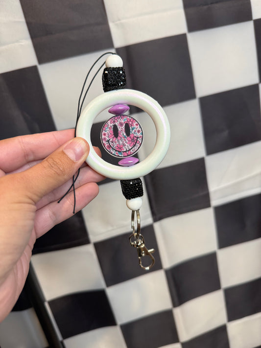 Floral Happy Face Car Charm