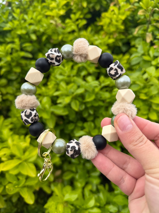 Fluffy Leopard Wristlet