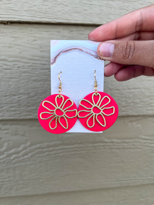 Flower Earrings - Barbie Pink