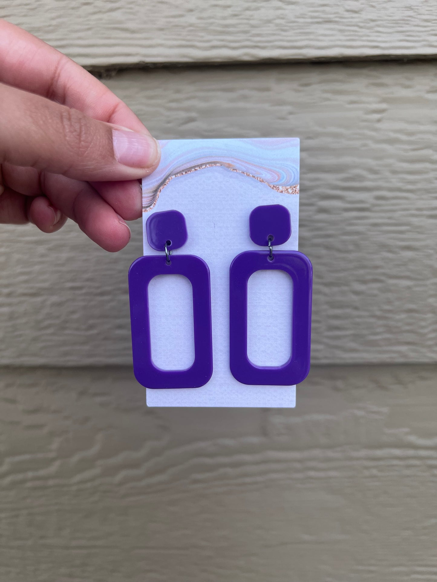 Purple Rectangle Earrings