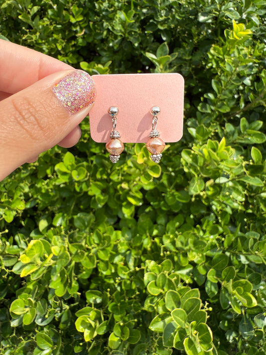 Small Tan Bead Earrings