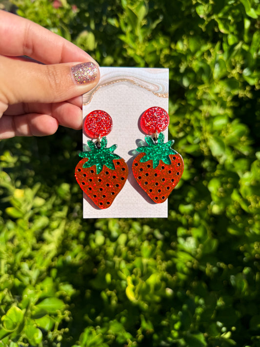 Glitter Strawberry Earrings