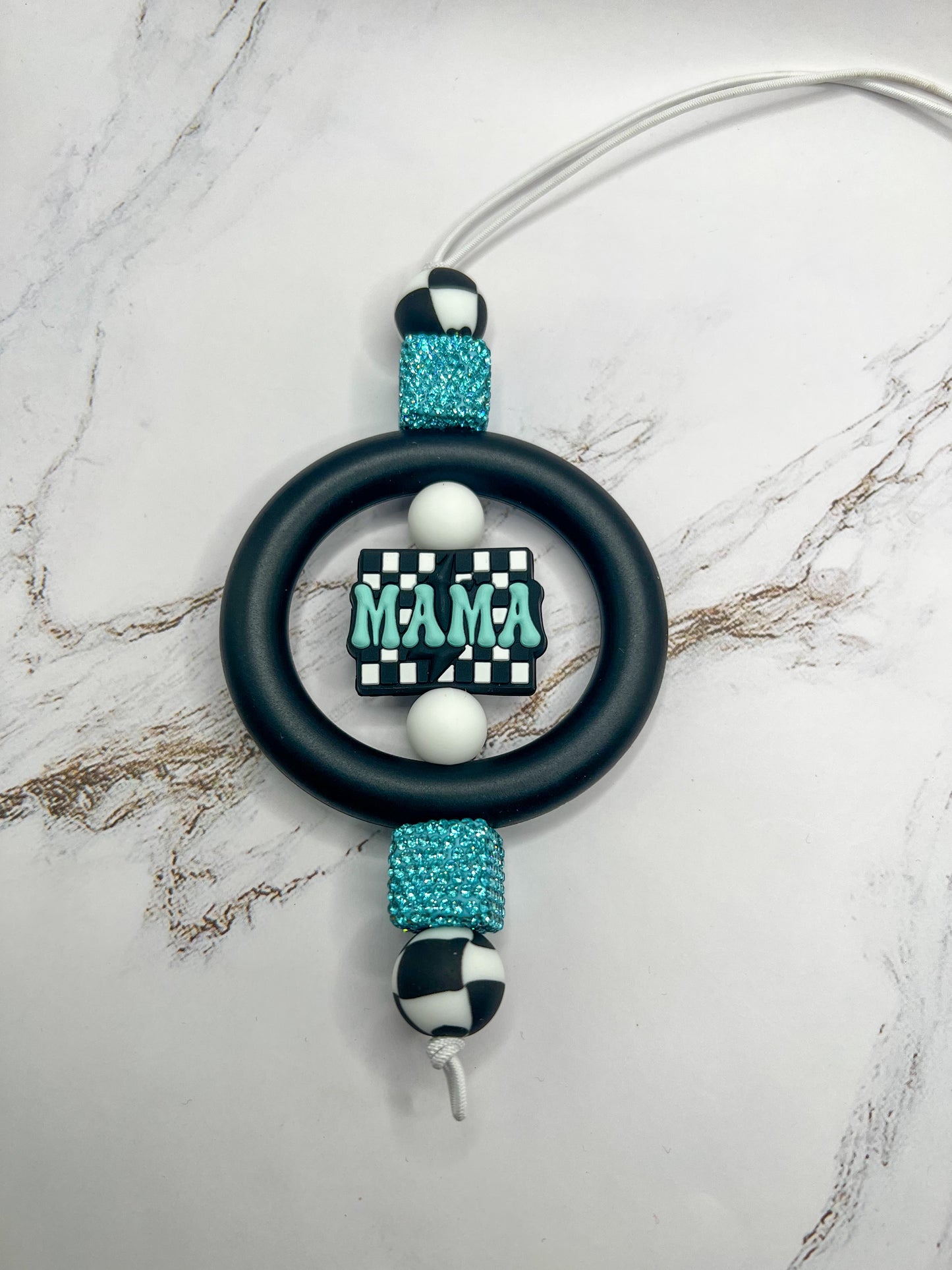 Checkered Mama Car Charm