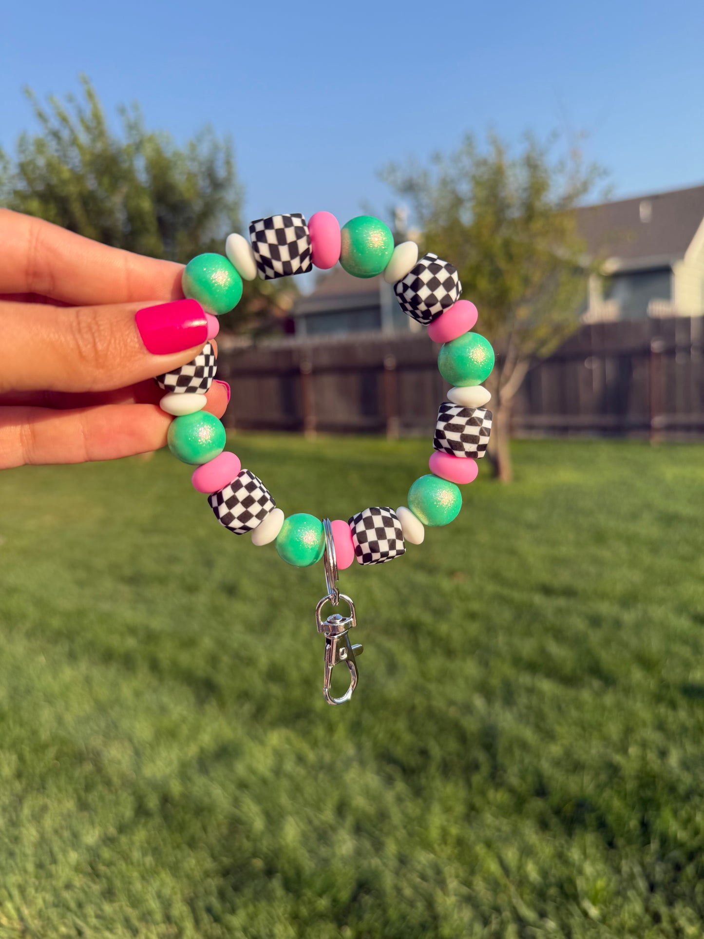 Perfect Summer Checkered Key Wristlet