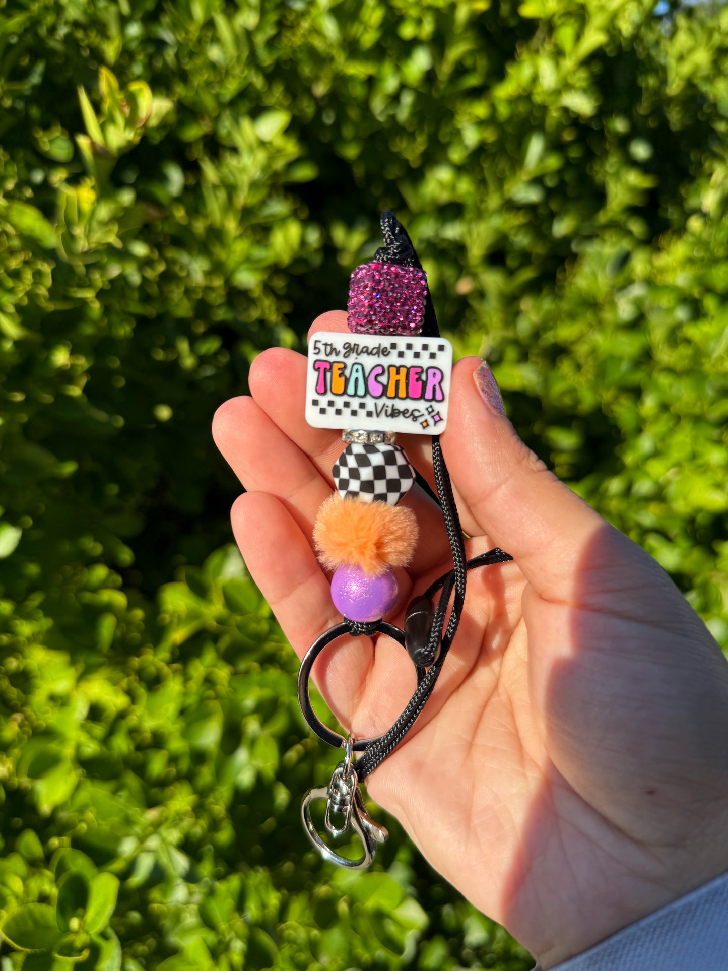 Checkered Teacher Lanyard