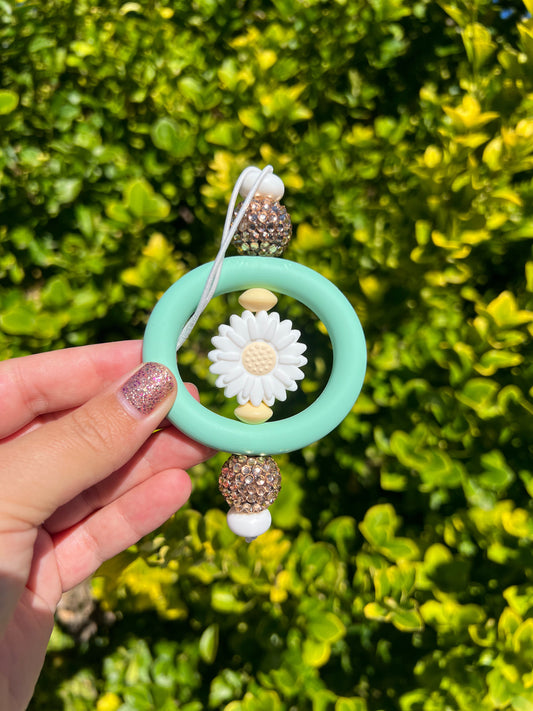 White Flower Car Charm