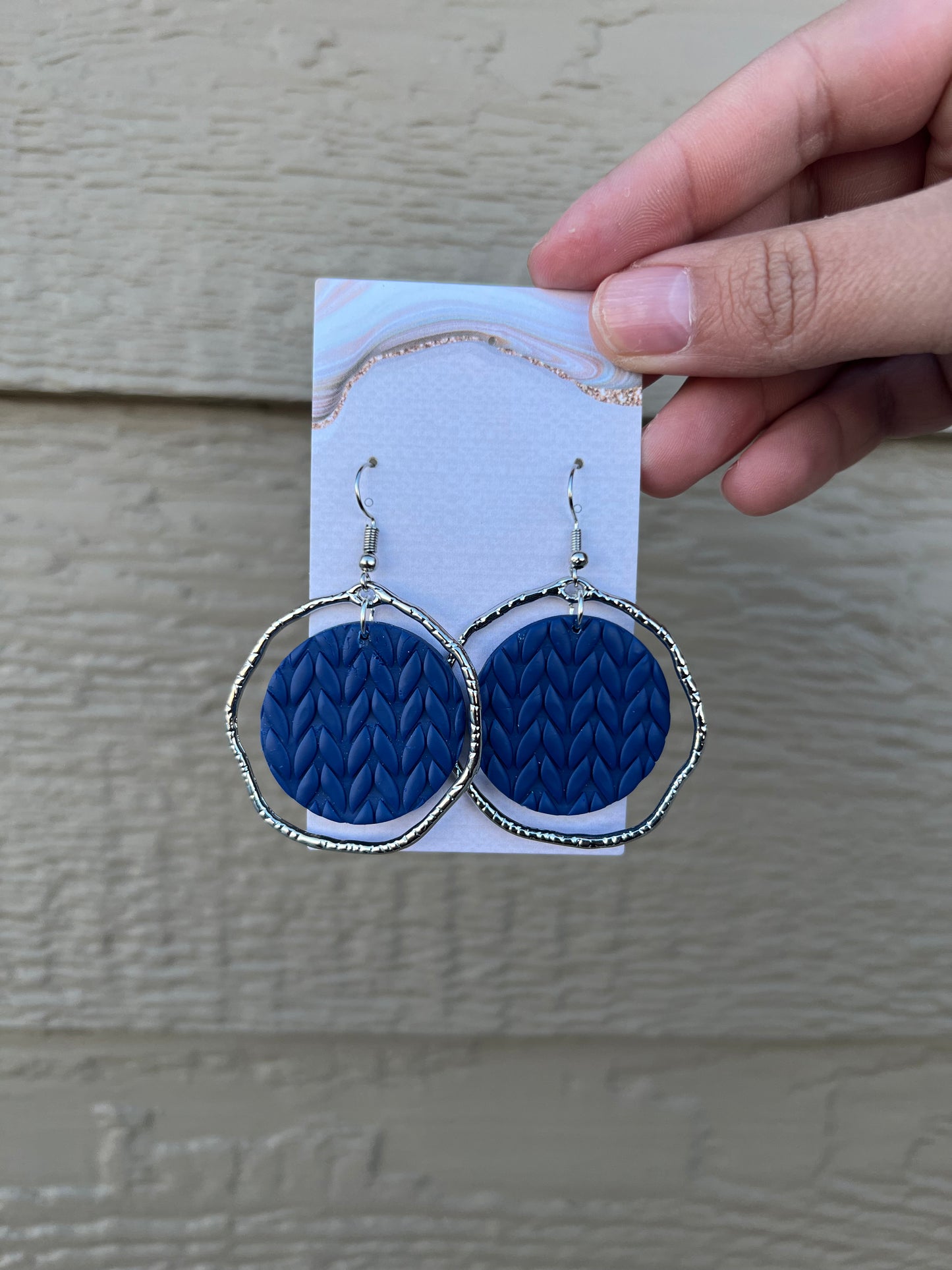 Camila Earrings - Navy/Silver