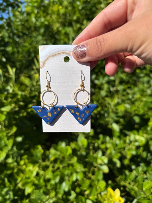 V Earrings - Navy/Gold