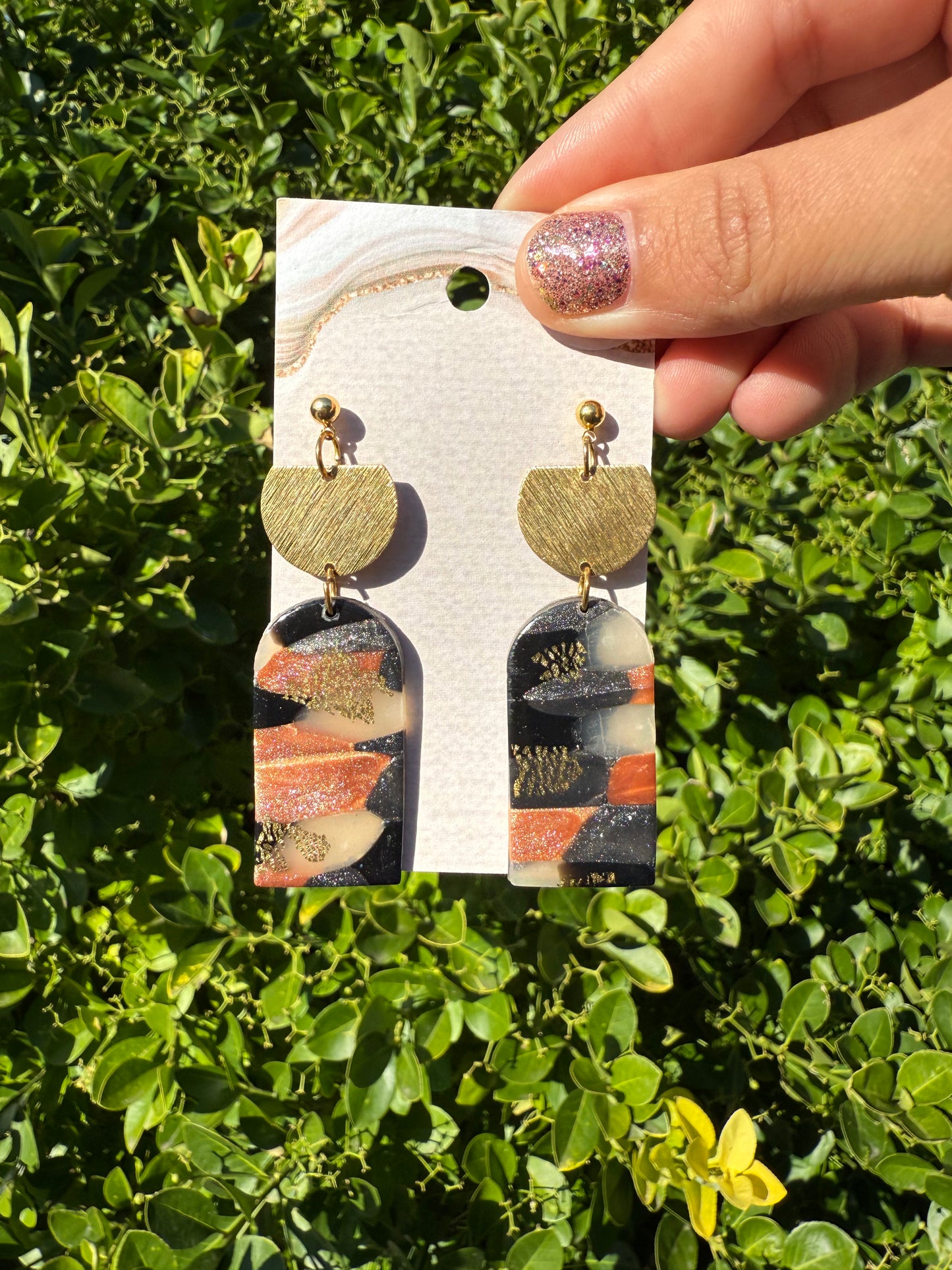 Lola Earrings - Copper Marble