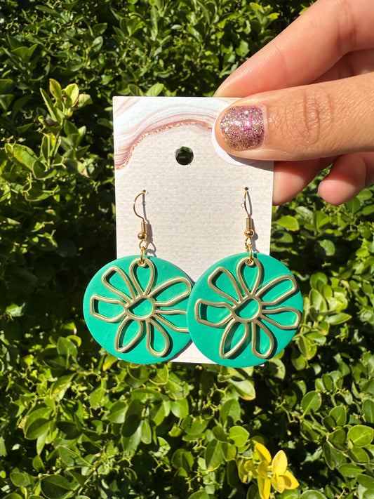 Flower Earrings - Green