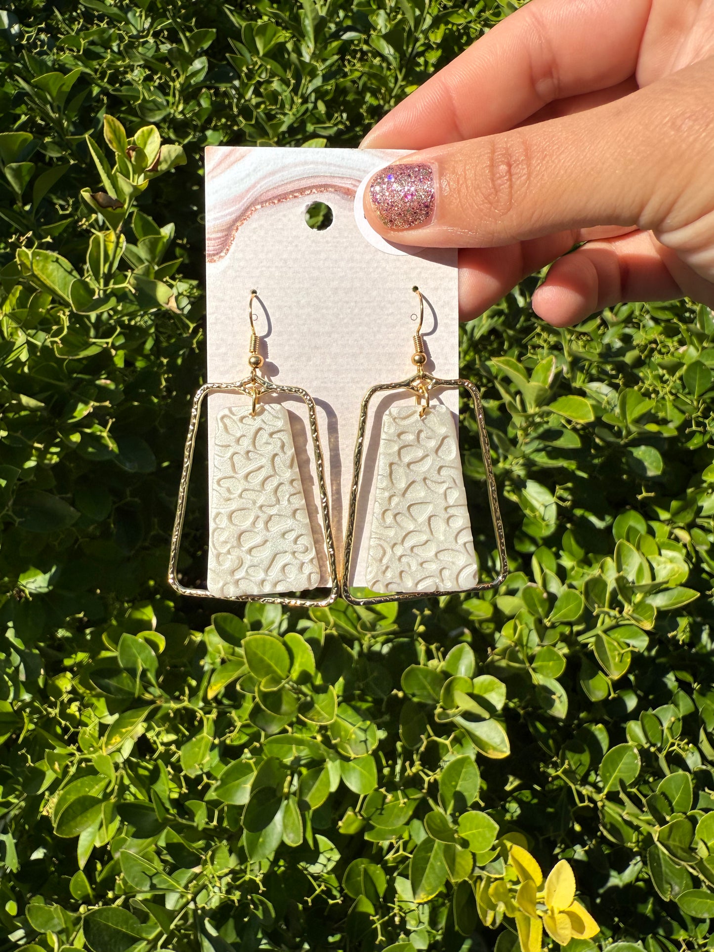 Millie Earrings - Shimmered White Leopard