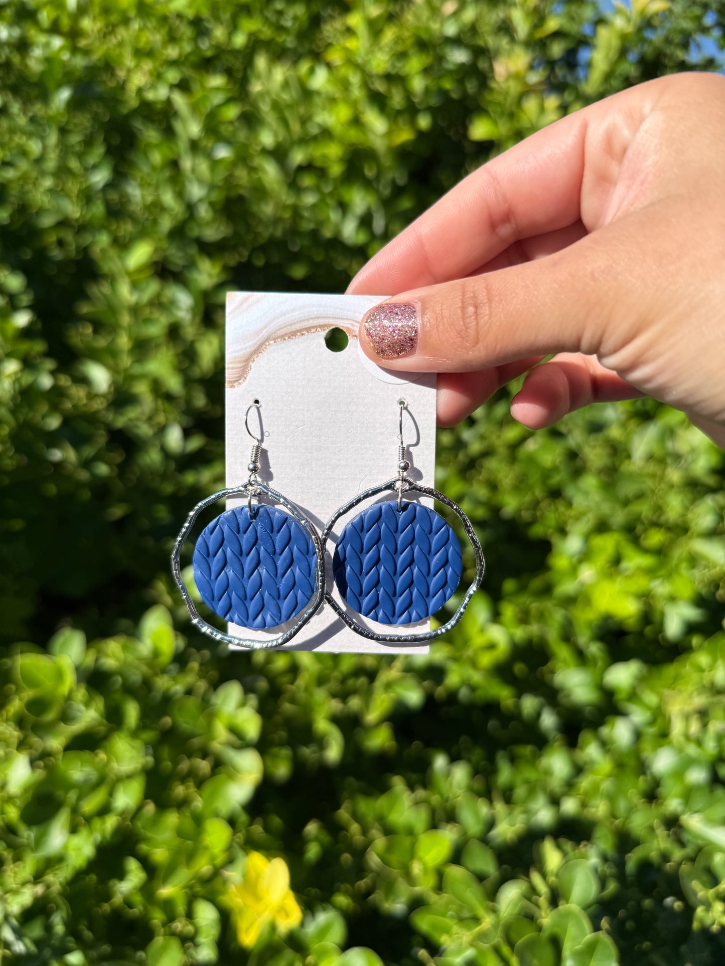 Camila Earrings - Navy/Silver