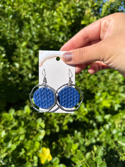 Camila Earrings - Navy/Silver