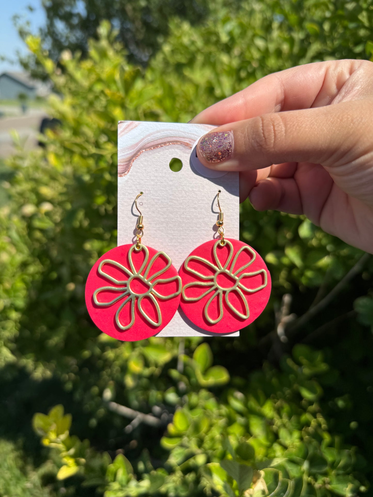 Flower Earrings - Barbie Pink