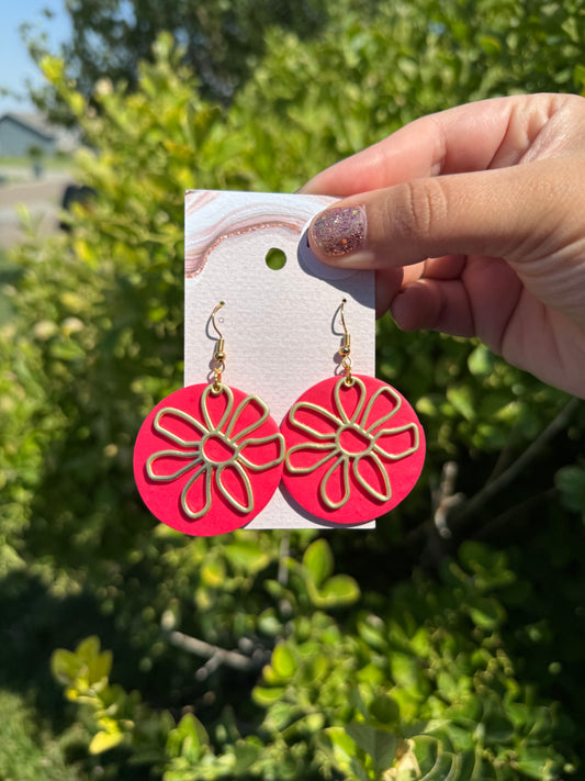 Flower Earrings - Barbie Pink