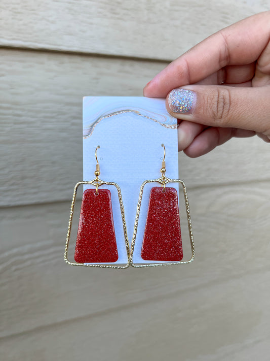 Millie Earrings - Red Glitter