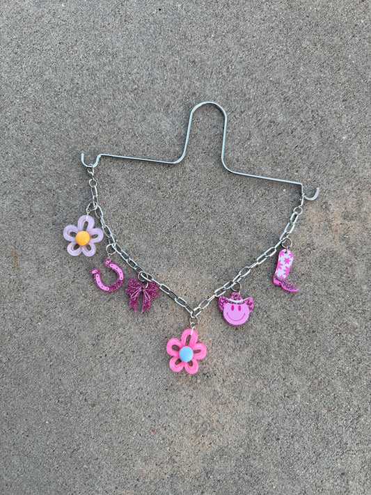 Pink Flower Hanger Car Charm
