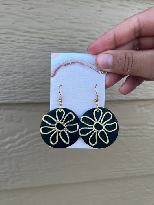 Flower Earrings - Black