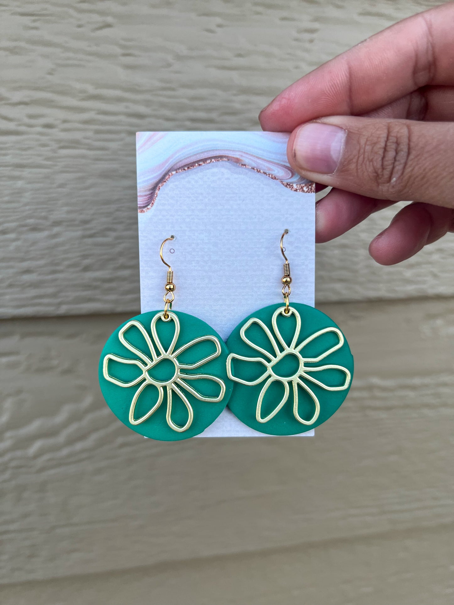 Flower Earrings - Green