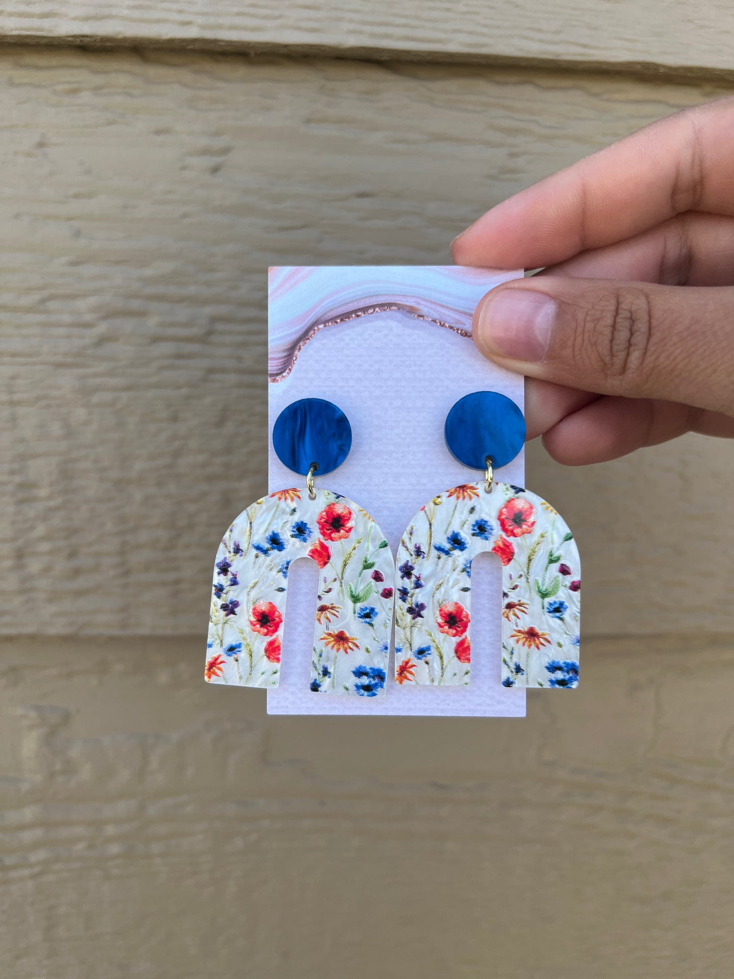 Blue Floral Earrings