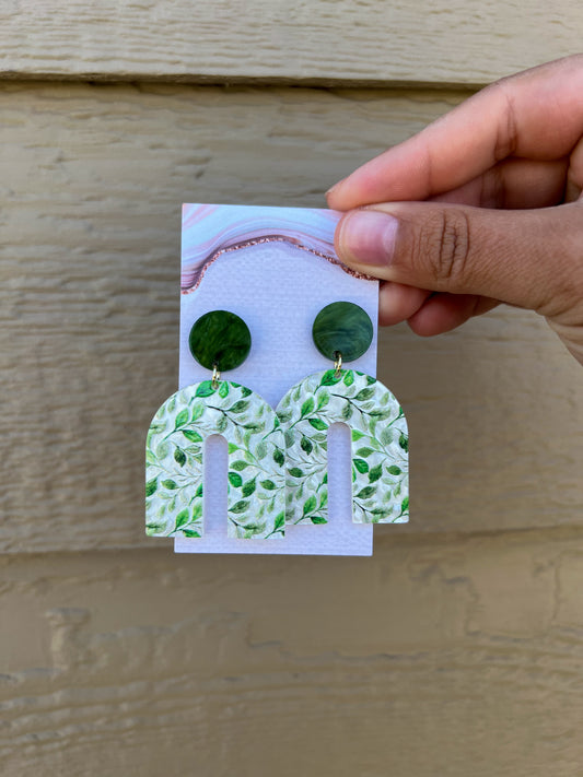 Green Floral Earrings