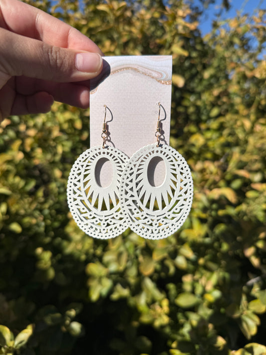 White Wood Earrings