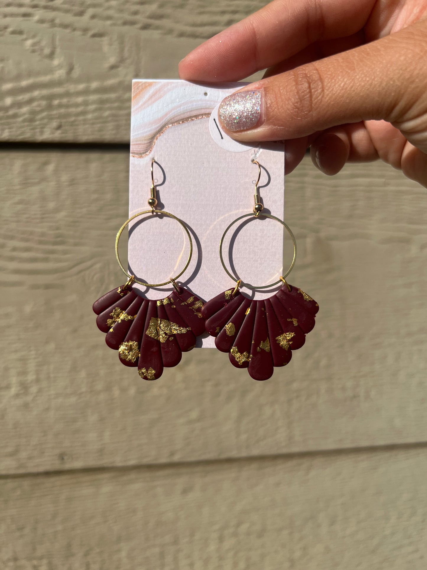 Aubrey Earrings - Burgundy/Gold