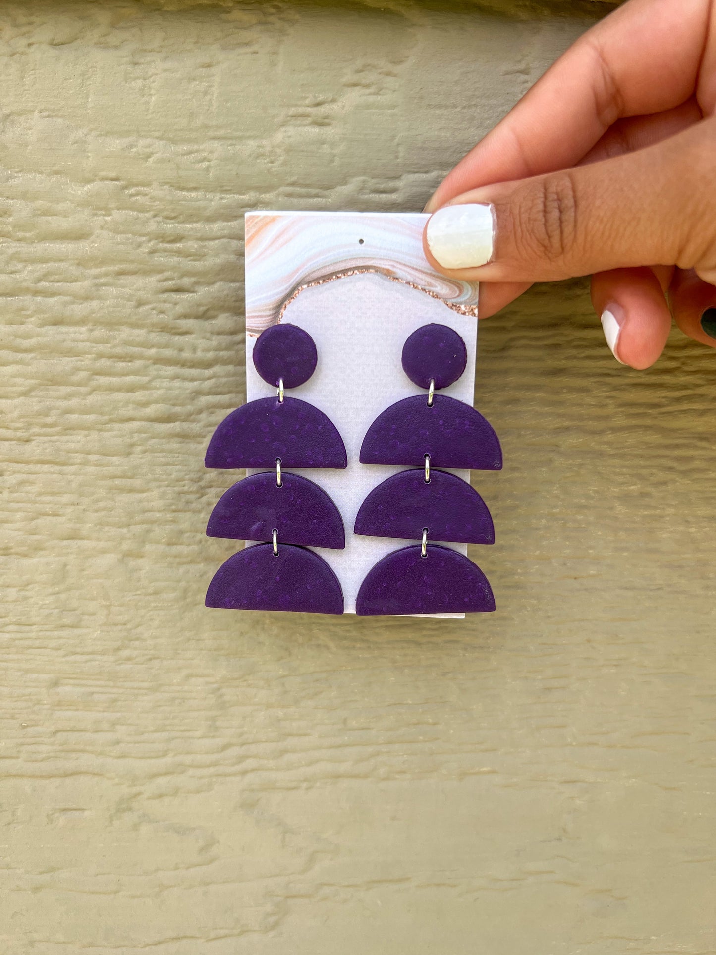 3 Tier Earrings - Purple Concrete