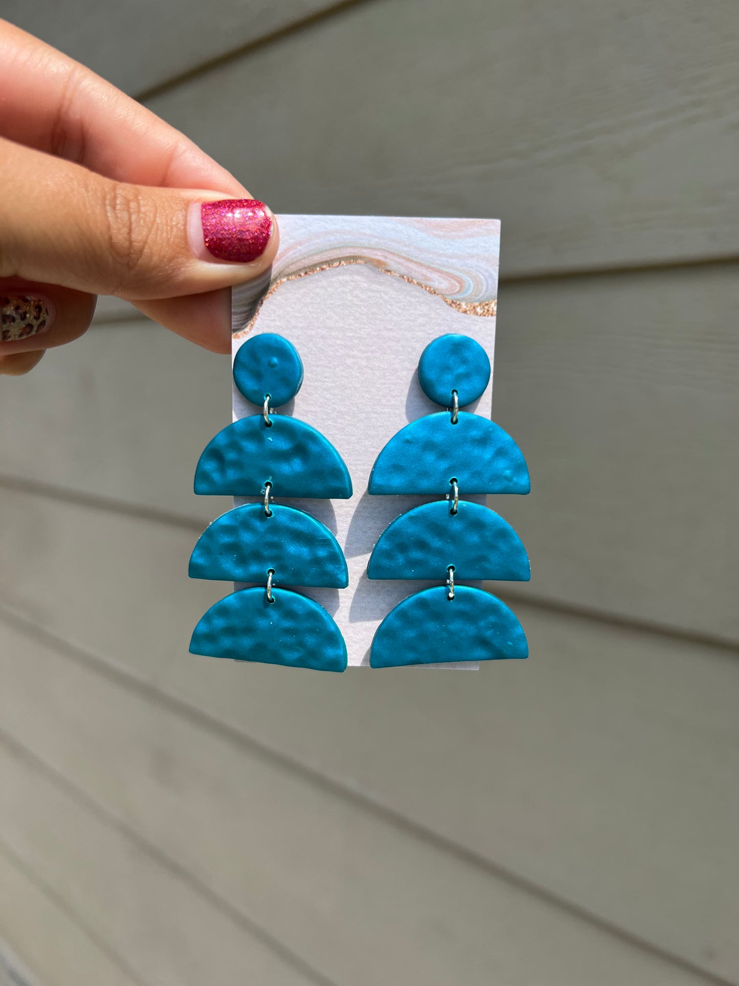 3 Tier Earrings - Peacock Blue