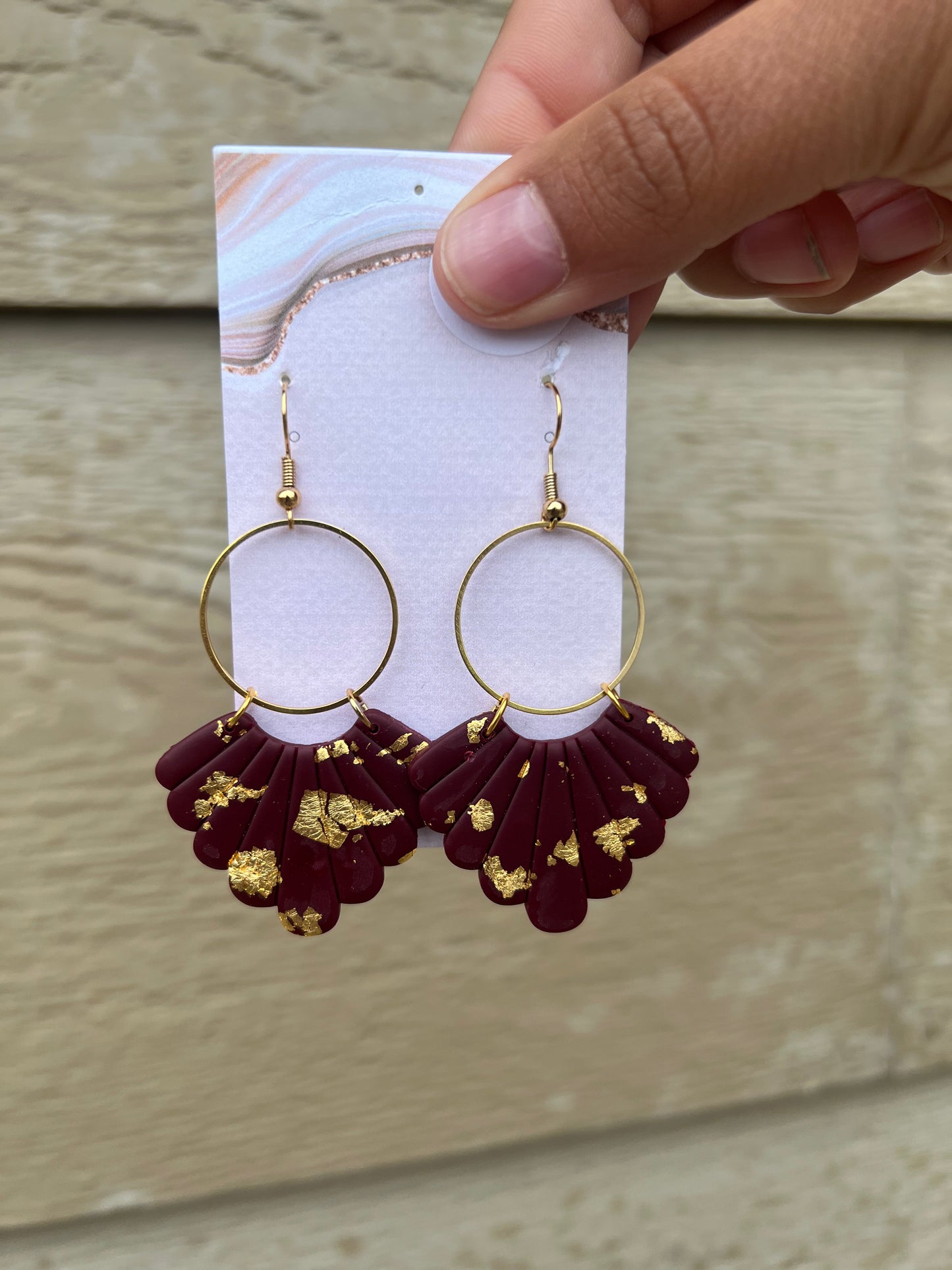 Aubrey Earrings - Burgundy/Gold